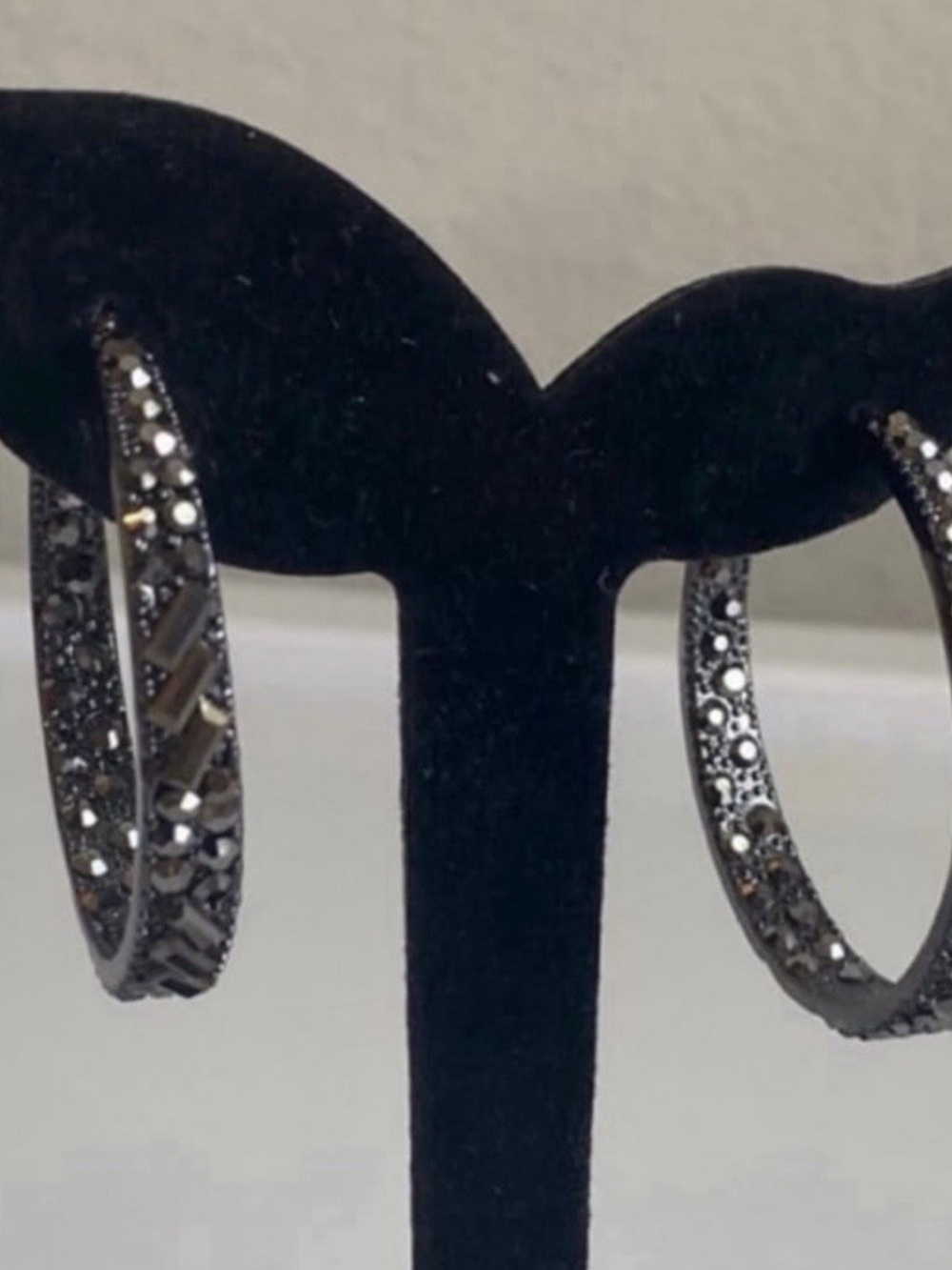 Retro Black Crystal Hoop Earrings - Women Jewelry
